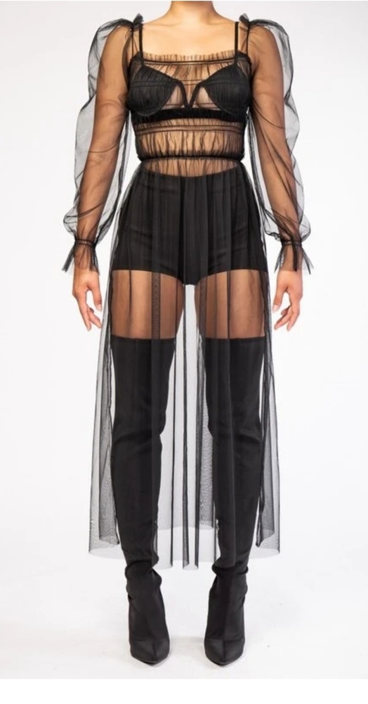 Sheer Mesh Maxi Dress Coverup
